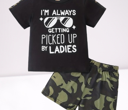 2-Piece “Always Getting picked up by Ladies” Graphics Print Boy set