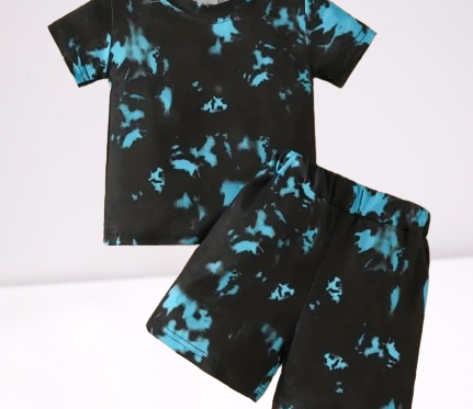 2-piece Tie Dye Round Neck T-shirt & Shorts Set