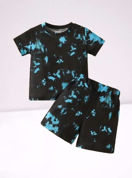 2-piece Tie Dye Round Neck T-shirt & Shorts Set