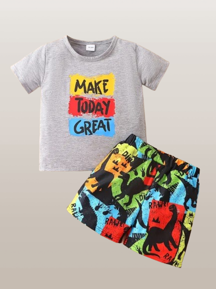 2-Piece “Make Today Great” Boy Tees and Shorts Set